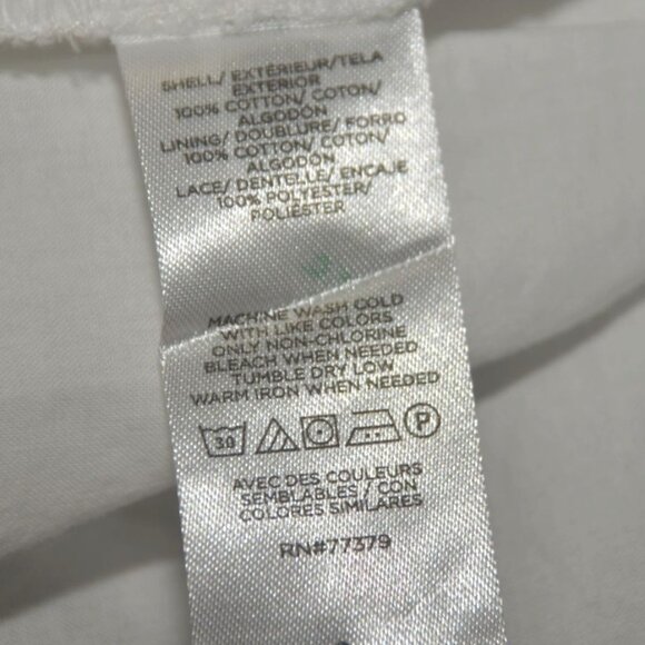 Ann Taylor White Pullover Blouse Top Size XL 3/4 Puff Sleeve Cotton Square Neck - Picture 10 of 11